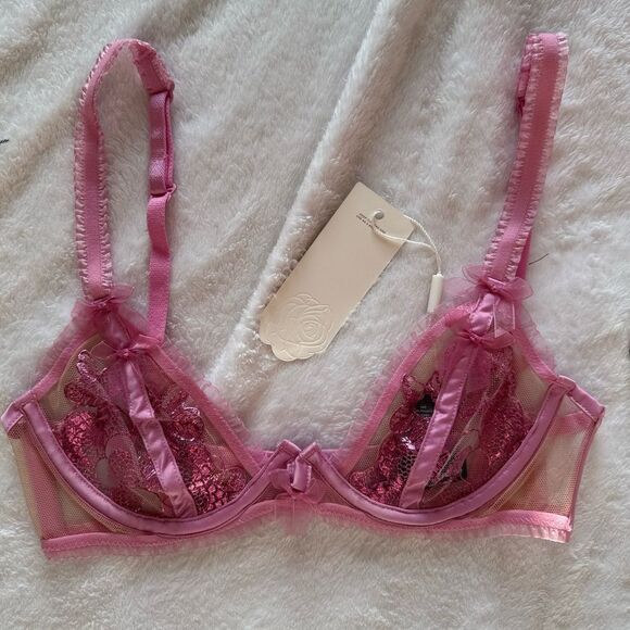 NWT For Love And Lemons Grace Sheer Lace Bra XXS - Picture 4 of 7